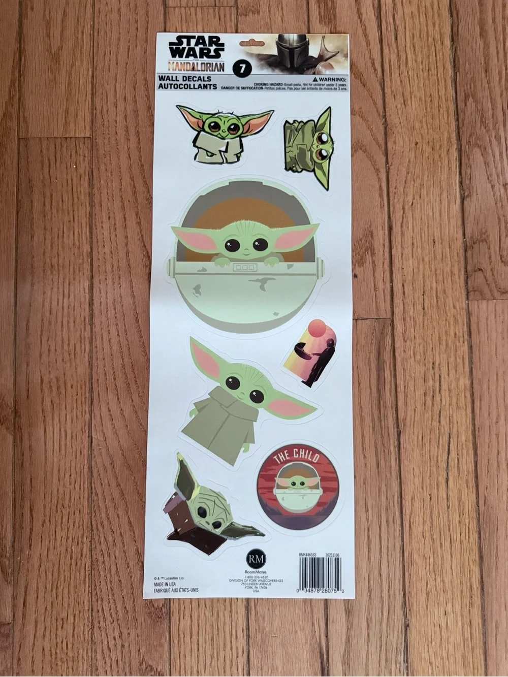Star Wars Mandalorian Grogu 7pc Wall Peel and Sick Decal Sheet Lot of 7